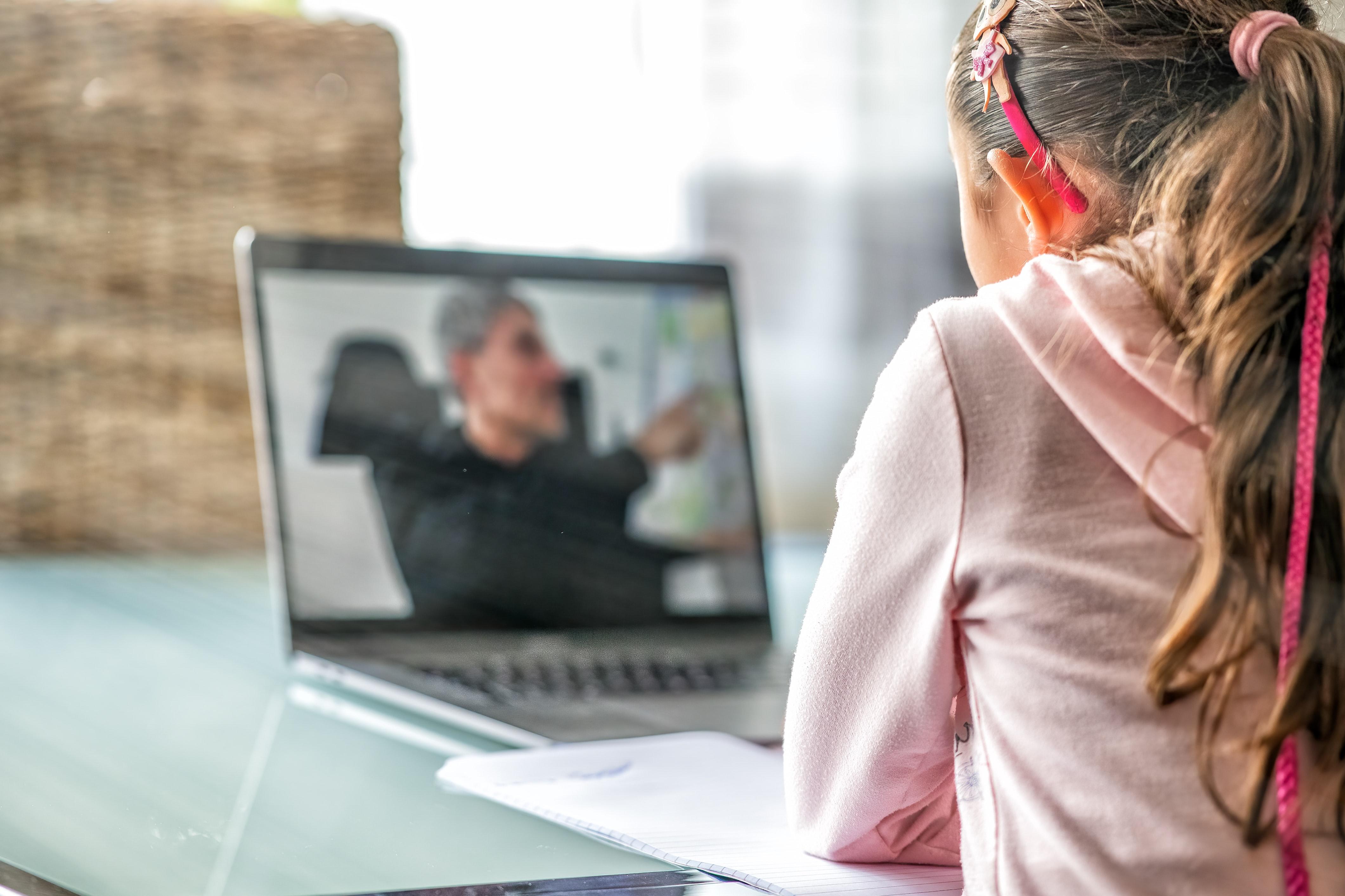 Girl taking part in e-learning