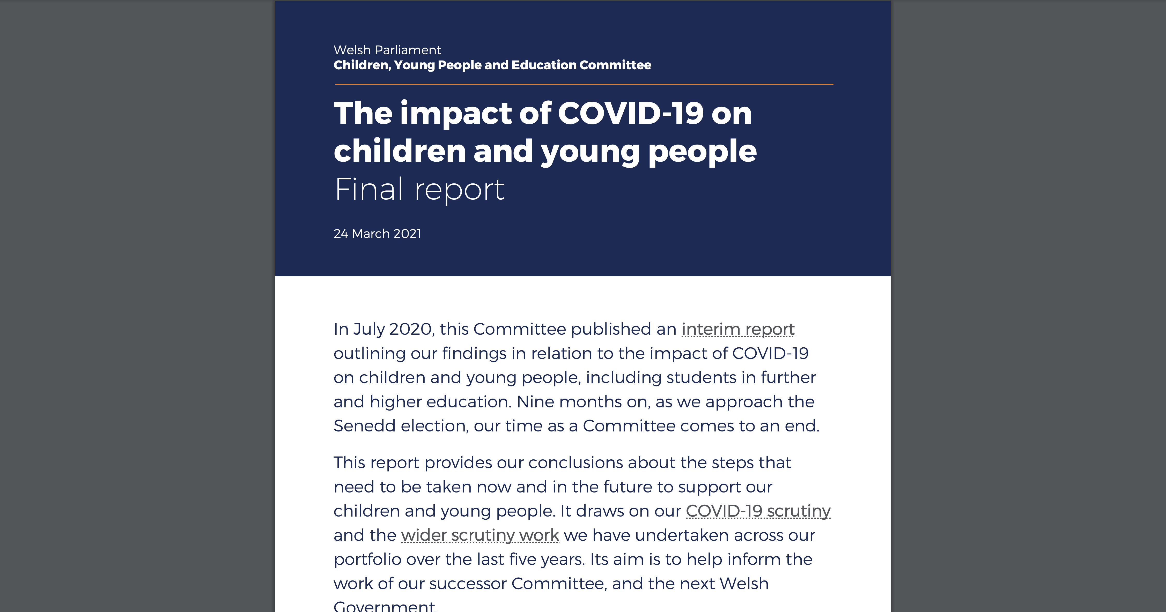 Impact of covid report